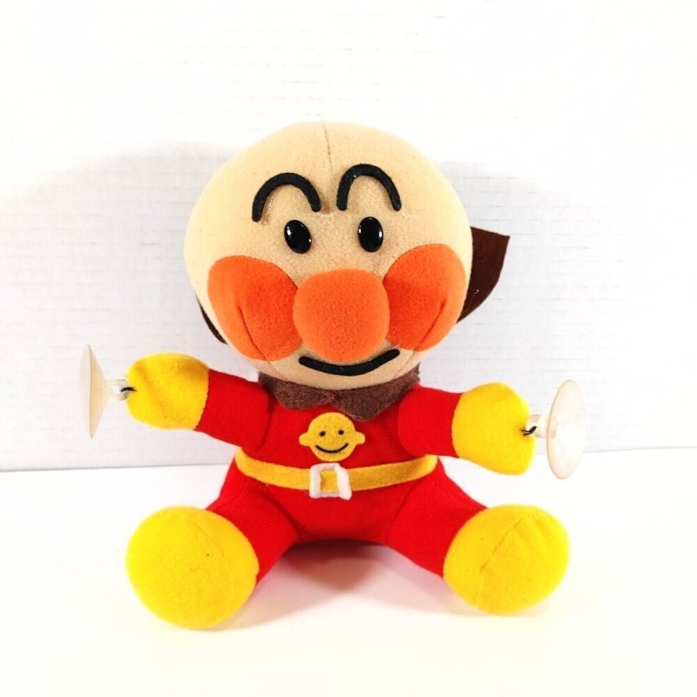 Vintage SEGA TOYS Anpanman 8" Plush Toy  w/window clings 2001 RARE